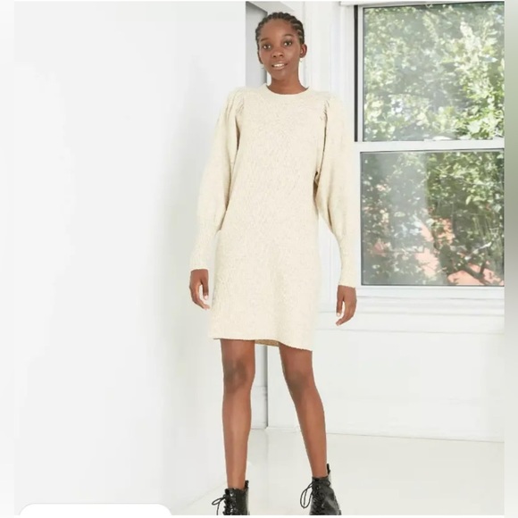a new day Dresses & Skirts - a•new day Puff Sleeve Sweater Dress NWT